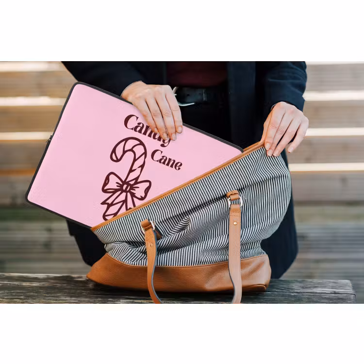 Laptophoes Kerst - Snoep - Tekst - Bruin - Roze — 4