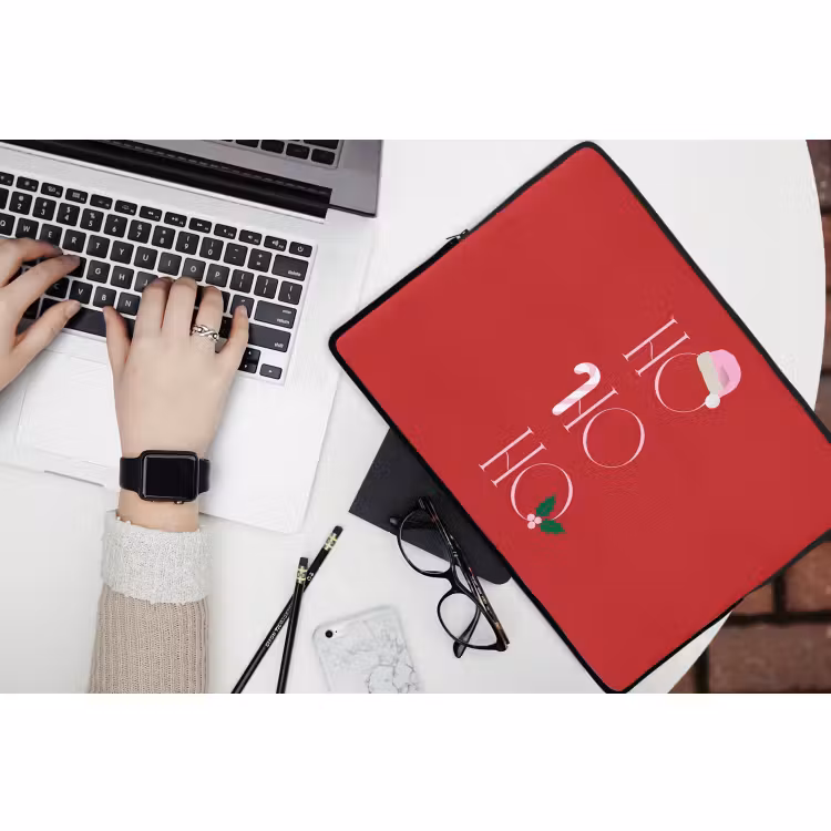 Laptophoes Kerst - Tekst - illustratie - Rood — 3