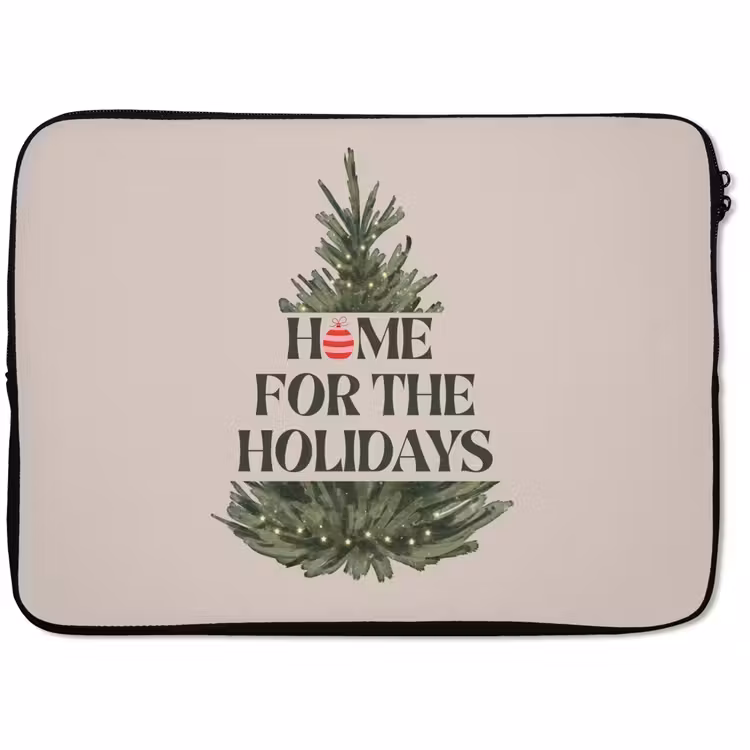 Laptophoes Kerst - Tekst - Kerstboom - Beige — 1