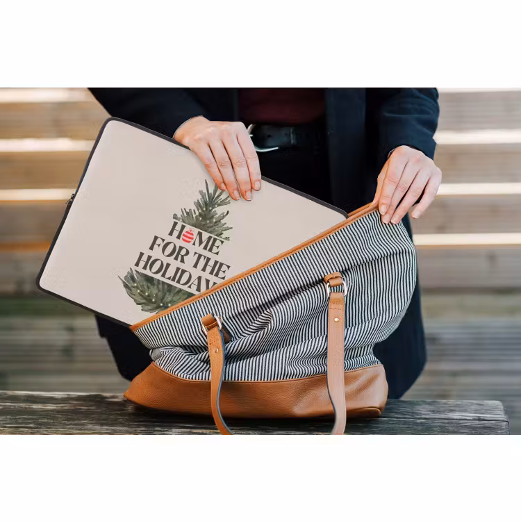 Laptophoes Kerst - Tekst - Kerstboom - Beige — 4