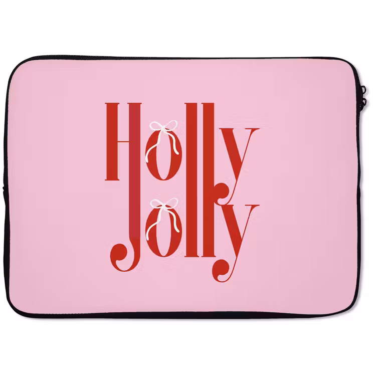 Laptophoes Kerst - Tekst - Rood - Roze — 1