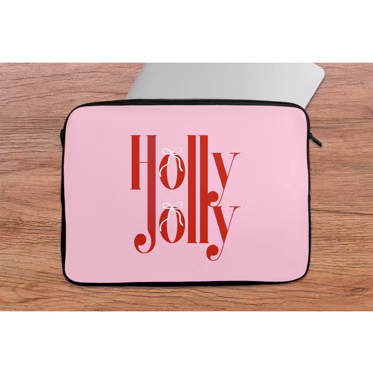 Laptophoes Kerst - Tekst - Rood - Roze — 2