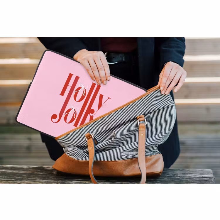 Laptophoes Kerst - Tekst - Rood - Roze — 4