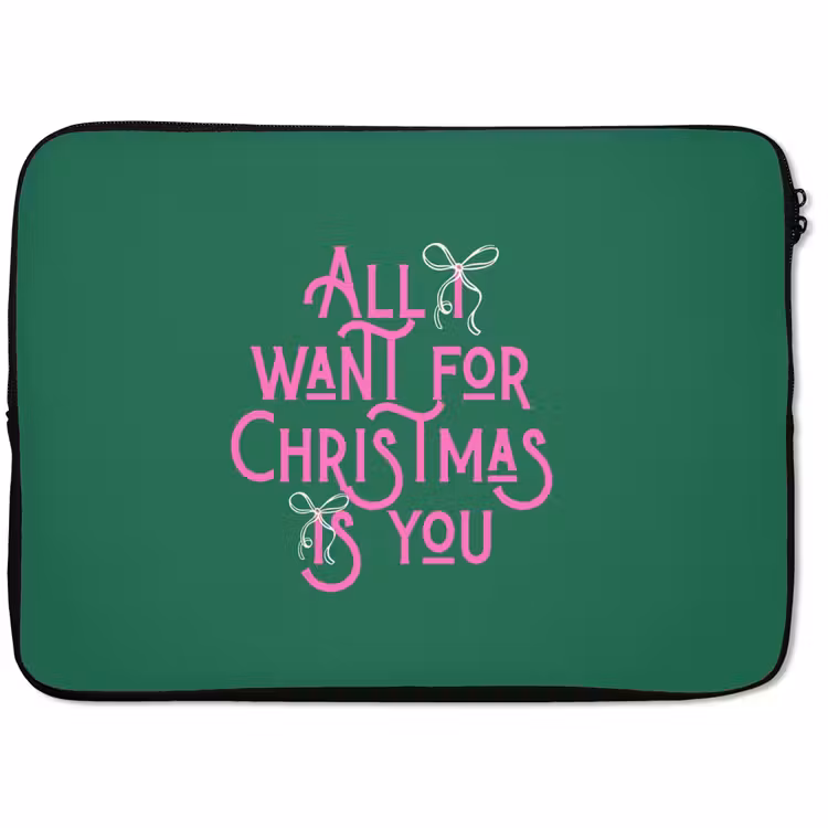 Laptophoes Kerst - Tekst - Roze - Groen — 1