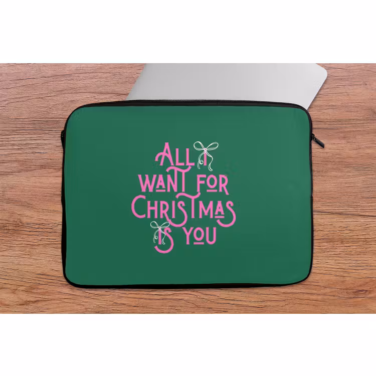 Laptophoes Kerst - Tekst - Roze - Groen — 2