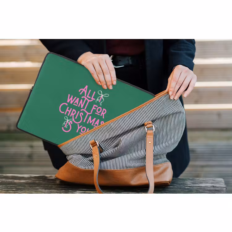 Laptophoes Kerst - Tekst - Roze - Groen — 4