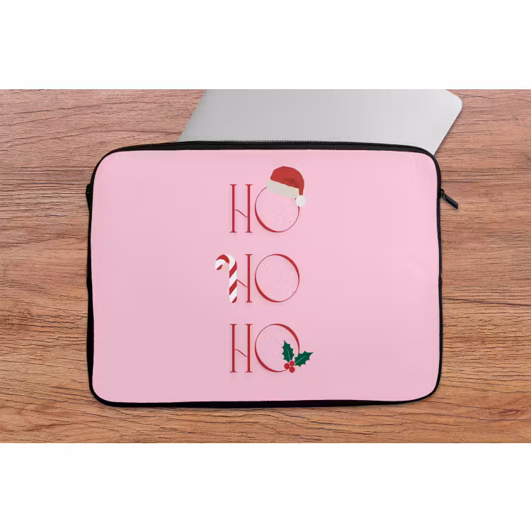 Laptophoes Kerst - Tekst - Roze - Illustratie — 2