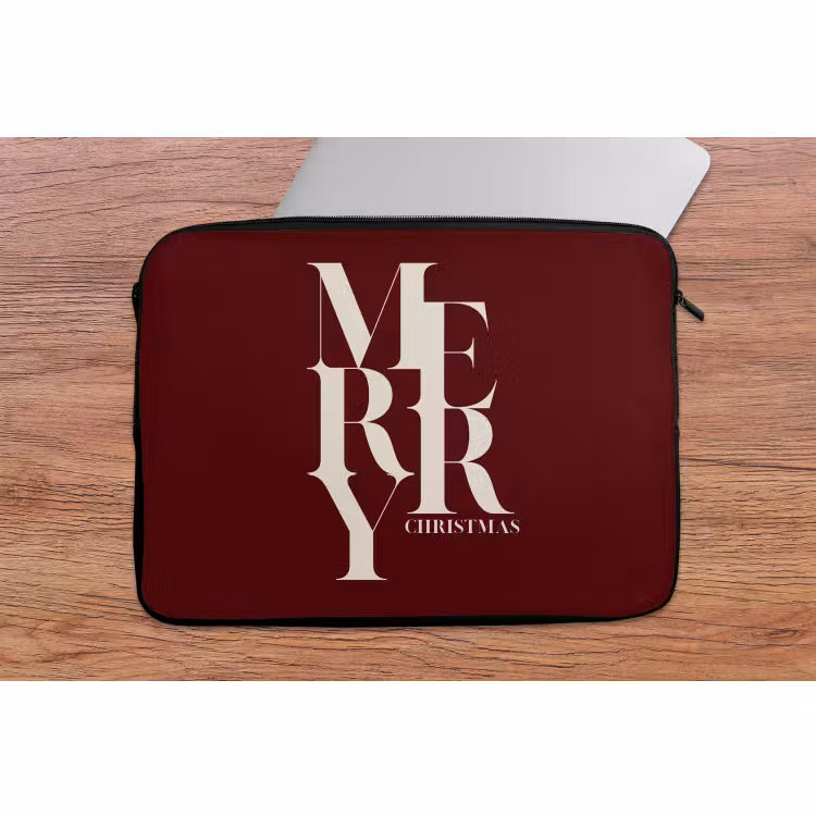 Laptophoes Merry - Tekst - Donker - Rood — 2