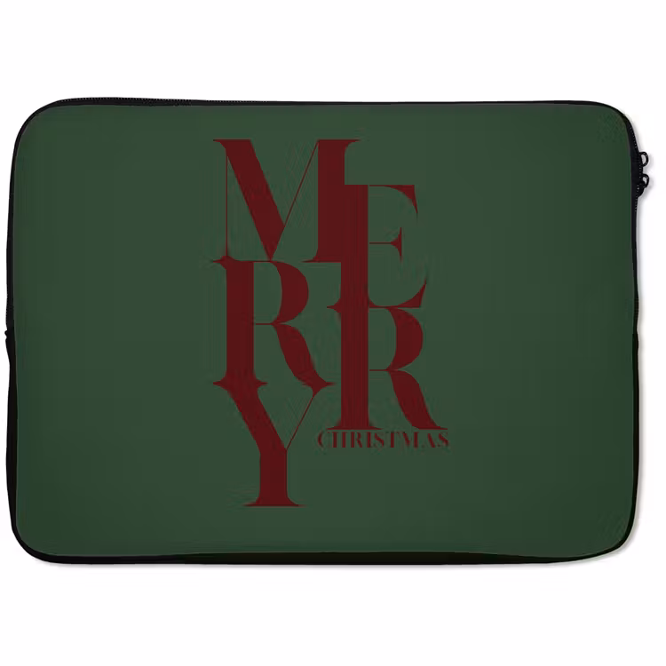 Laptophoes Merry - Tekst - Groen - Kerst — 1