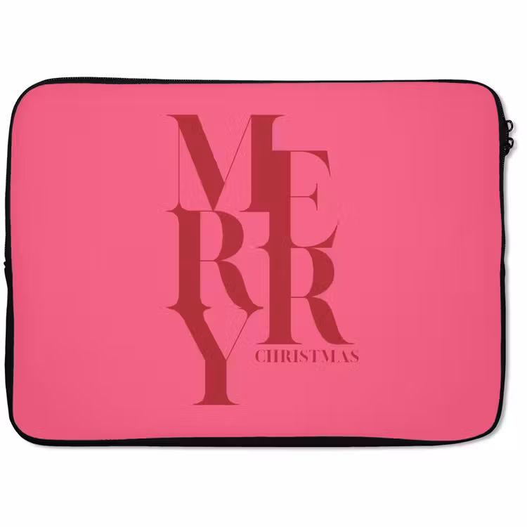 Laptophoes Merry - Tekst - Kerst - Roze — 1