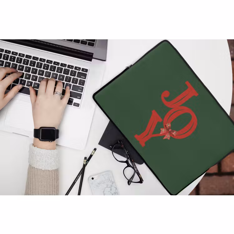Laptophoes Tekst - Kerst - Rood — 3