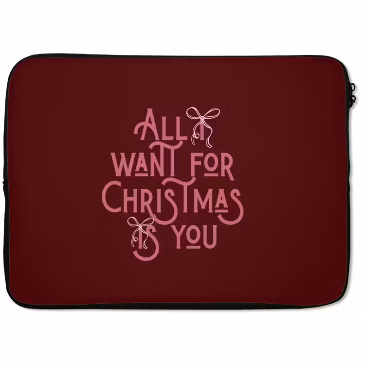 Laptophoes Tekst - Kerst - Rood - Roze — 1