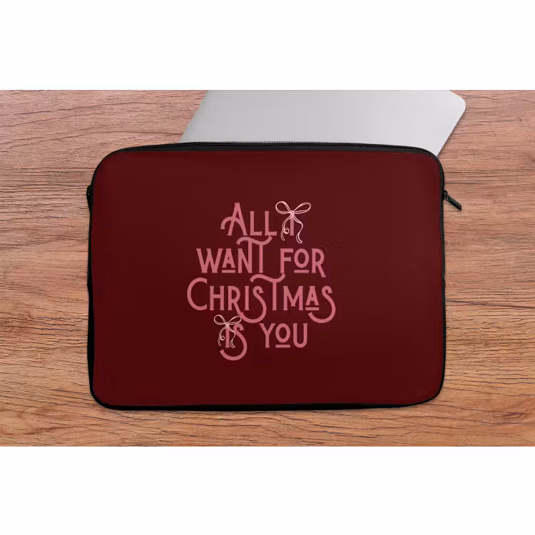 Laptophoes Tekst - Kerst - Rood - Roze — 2