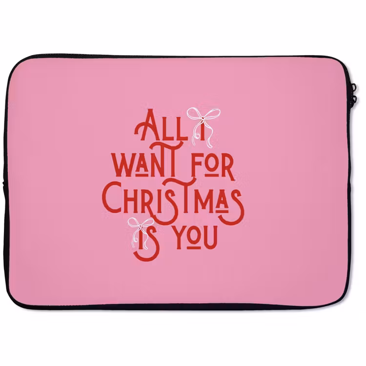 Laptophoes Tekst - Kerst - Roze - Rood — 1