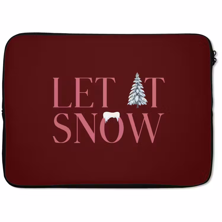 Laptophoes Tekst - Kerst - Sneeuw - Roze — 1