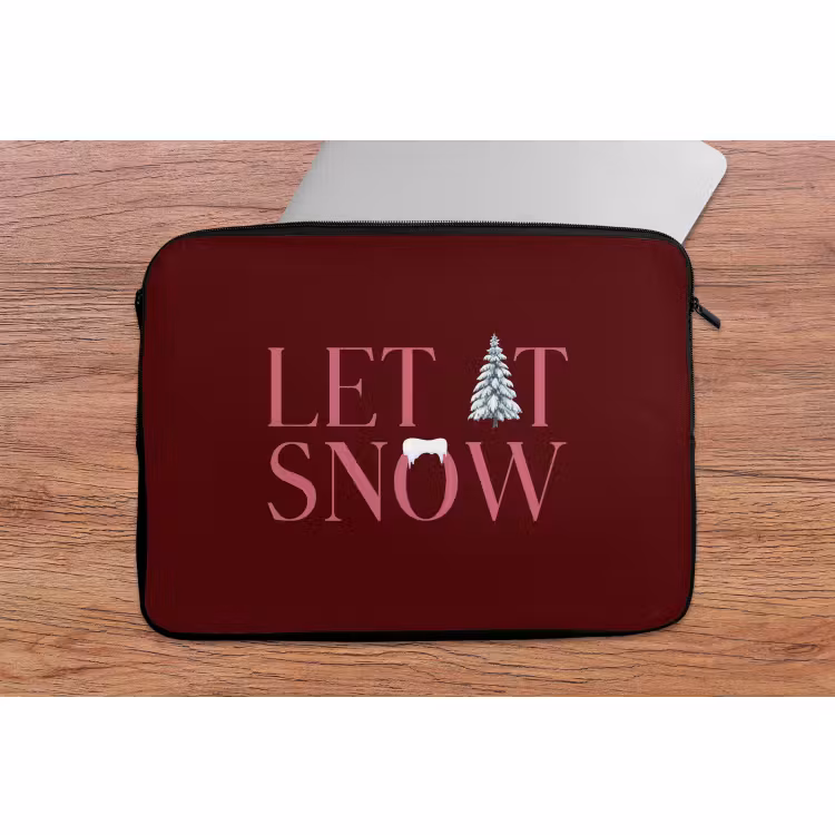 Laptophoes Tekst - Kerst - Sneeuw - Roze — 2