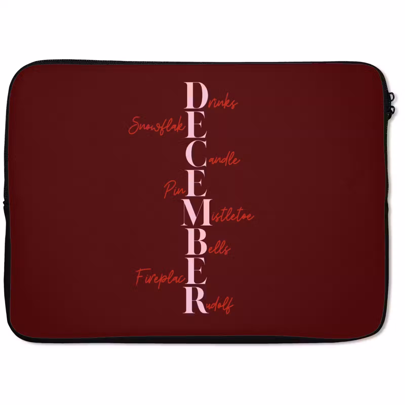 Laptophoes December - Tekst - Kerst - Burgundy — 1