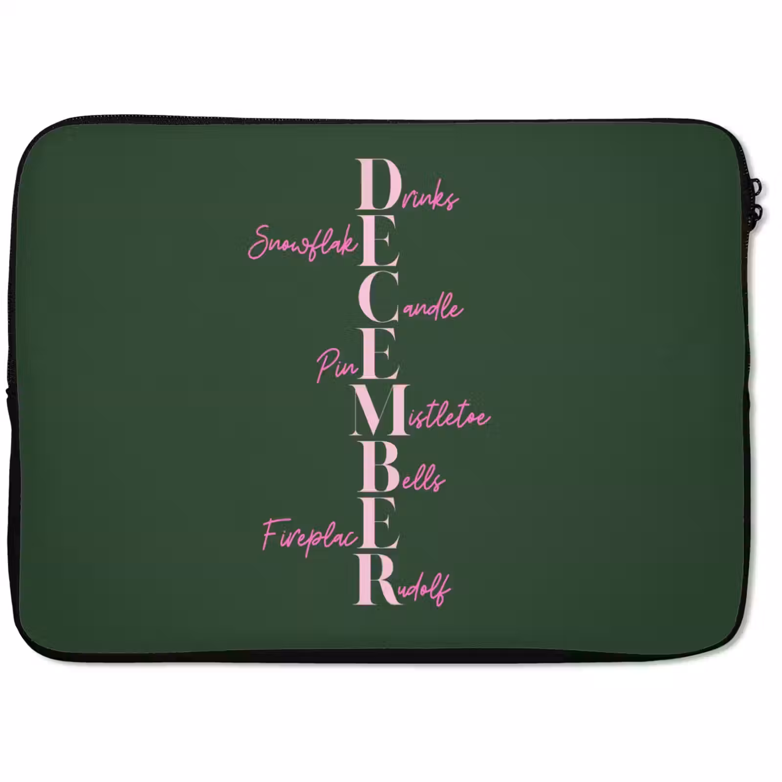 Laptophoes December - Tekst - Kerst - Groen — 1