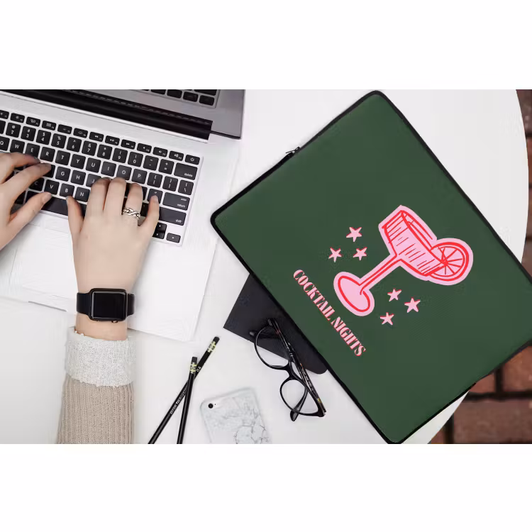 Laptophoes Cocktail - Kerst - Roze - Groen — 3