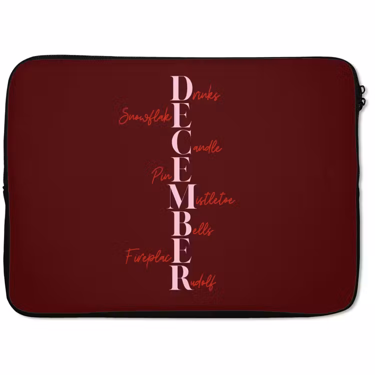 Laptophoes December - Tekst - Kerst - Burgundy — 1