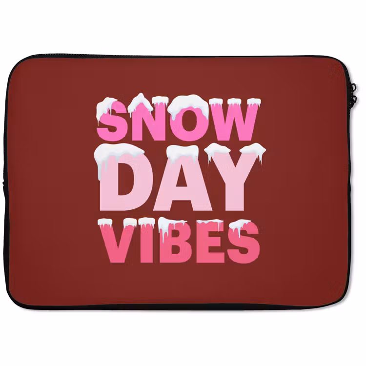 Laptophoes Kerst - Tekst - Sneeuw - Rood - Roze — 1