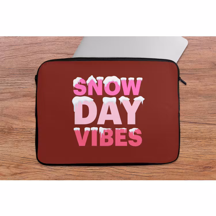 Laptophoes Kerst - Tekst - Sneeuw - Rood - Roze — 2