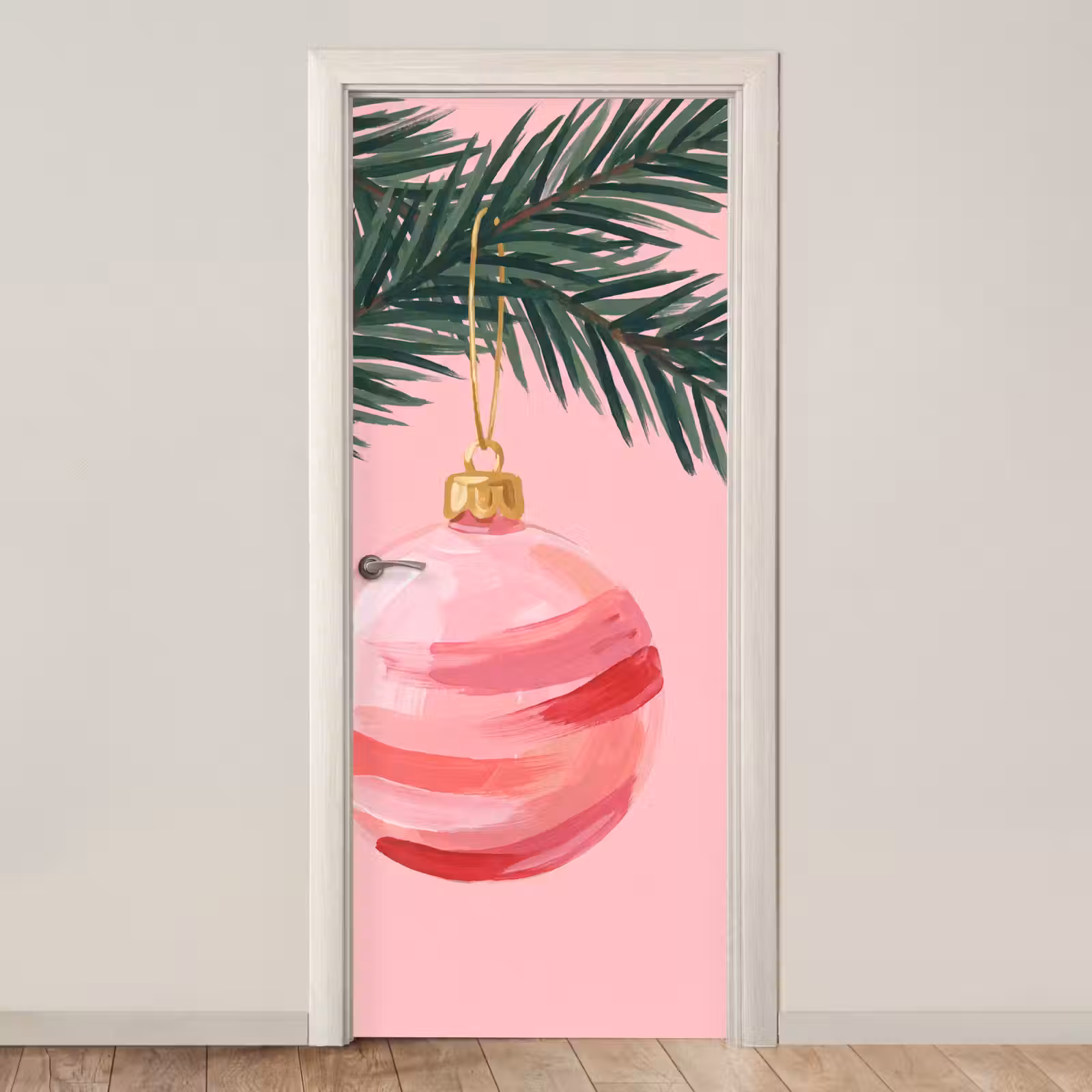 Deursticker - Kerstbal - Roze - Kerst — 1