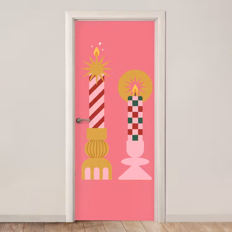 Deursticker - Kaarsen - Feest - Roze — 1