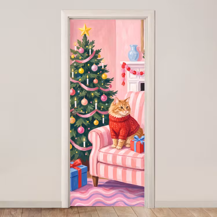 Deursticker - Kat - Kerst - Interieur — 1