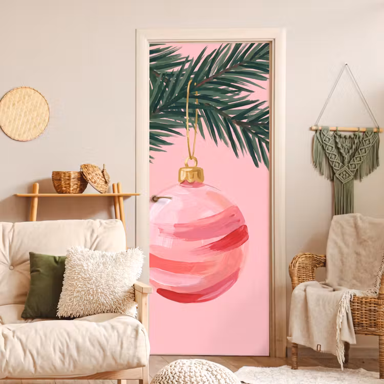 Deursticker - Kerstbal - Roze - Kerst — 4
