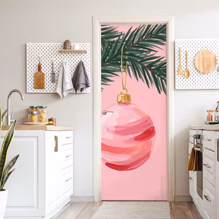 Deursticker - Kerstbal - Roze - Kerst — 7