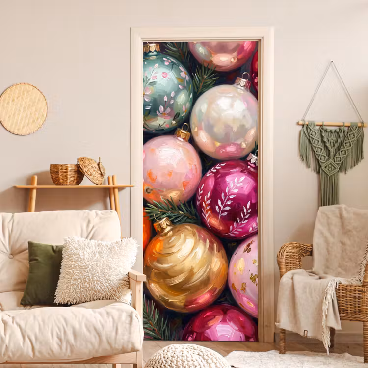 Deursticker - Kerstballen - Kleurrijk - Feest — 4