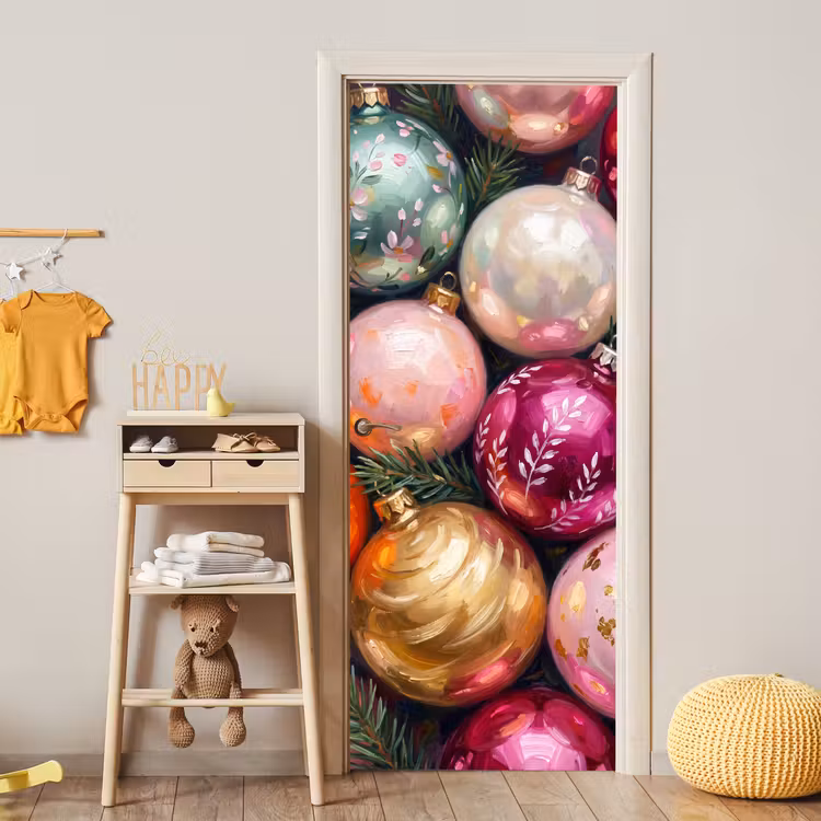 Deursticker - Kerstballen - Kleurrijk - Feest — 6