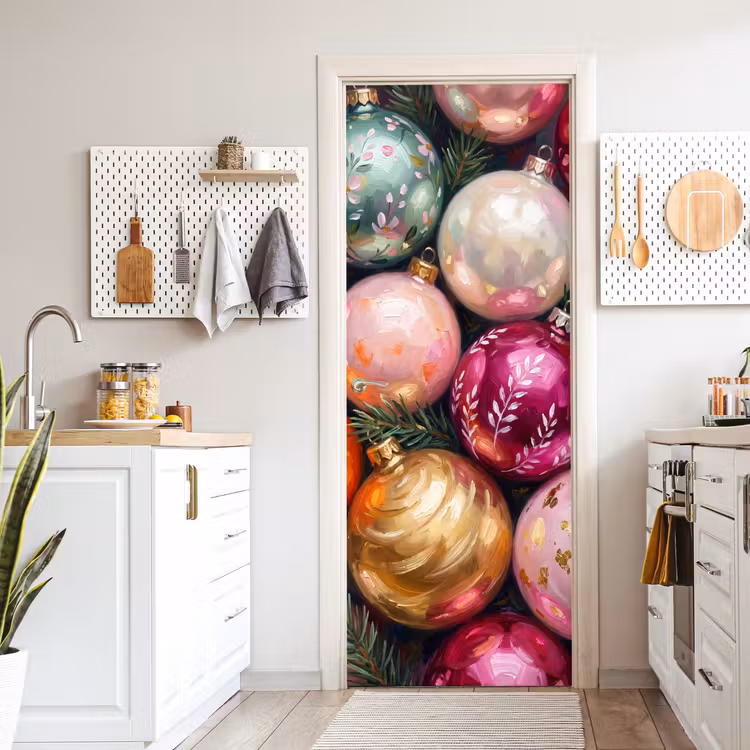 Deursticker - Kerstballen - Kleurrijk - Feest — 7