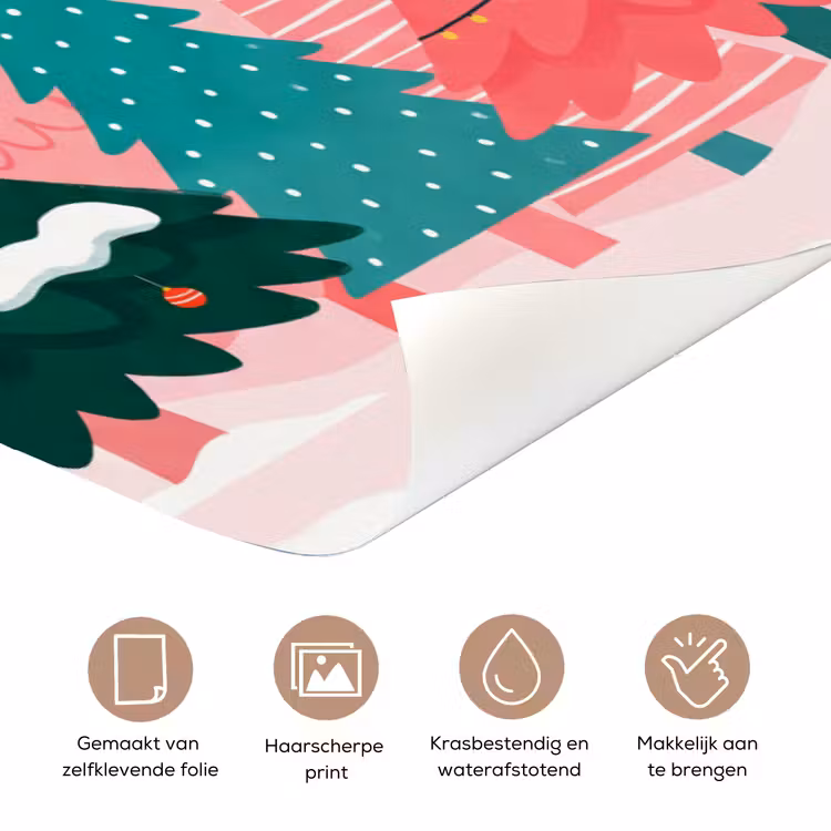 Deursticker - Kerstbomen - Illustratie - Roze — 3