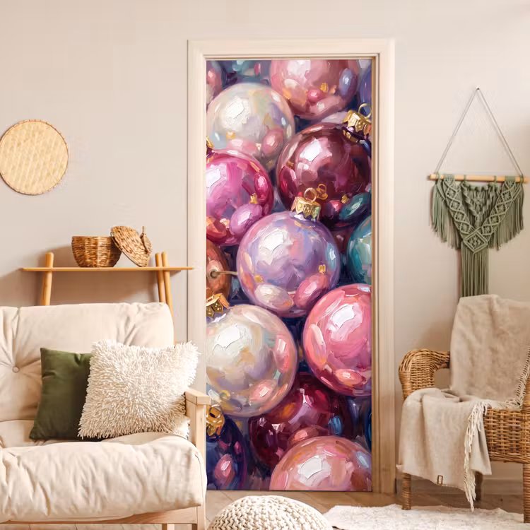 Deursticker - Kerstdecoratie - Kleurrijk - Feest — 4
