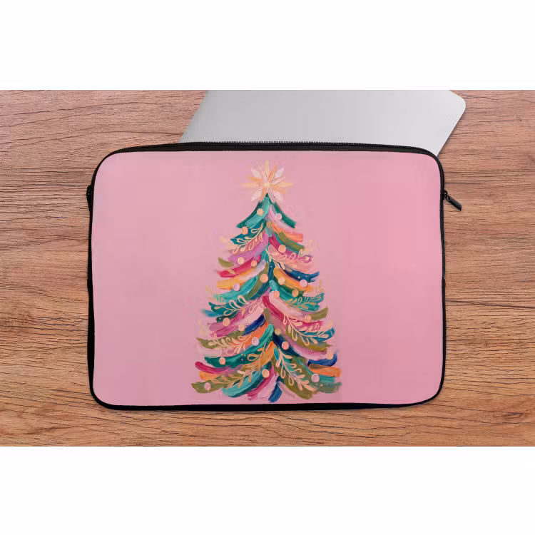 Laptophoes Kerstboom - Abstract - Kleurrijk — 2