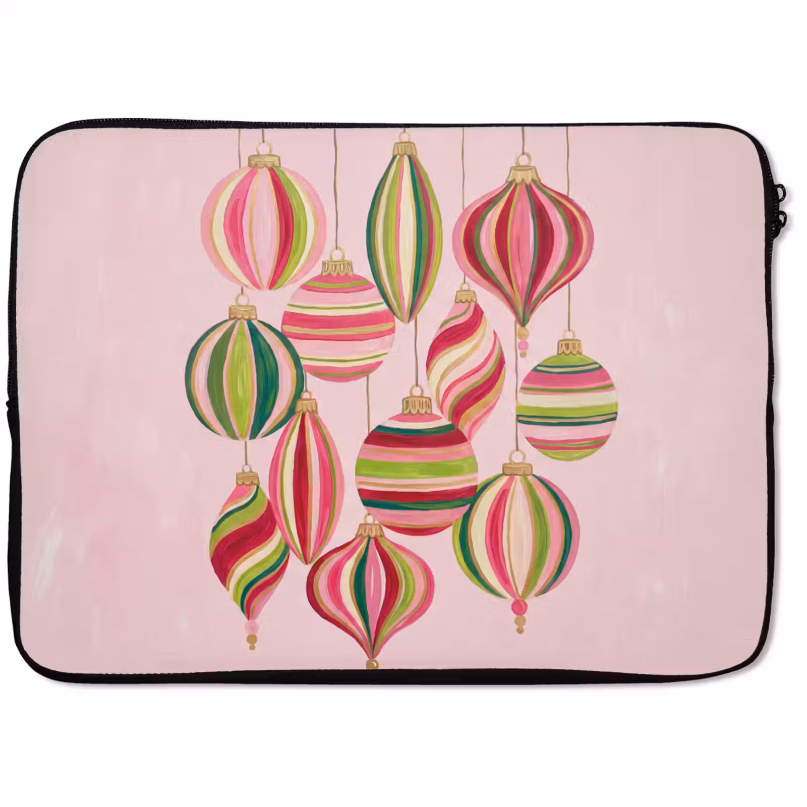 Laptophoes Kerstversiering - Gestreept - Roze — 1