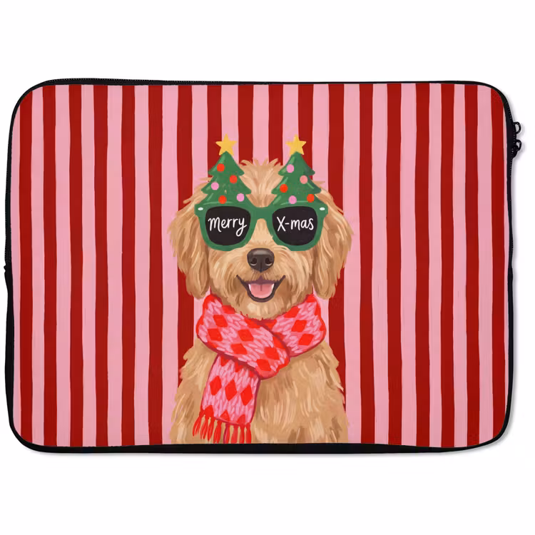 Laptophoes Hond - Kerst - Rood — 1