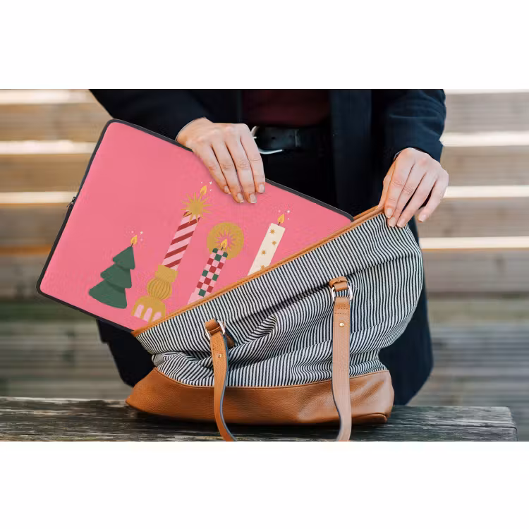 Laptophoes Kaarsen - Feest - Roze — 4