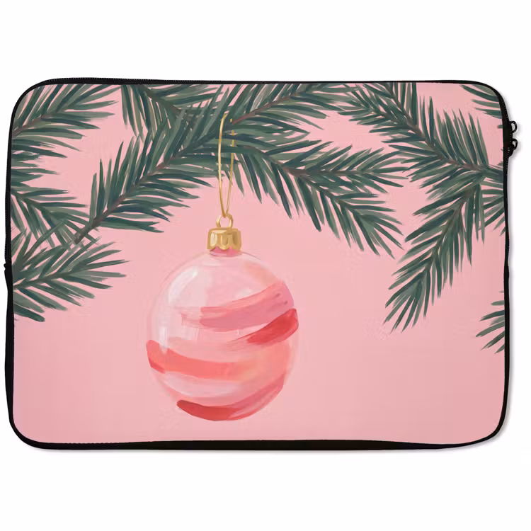 Laptophoes Kerstbal - Roze - Kerst — 1