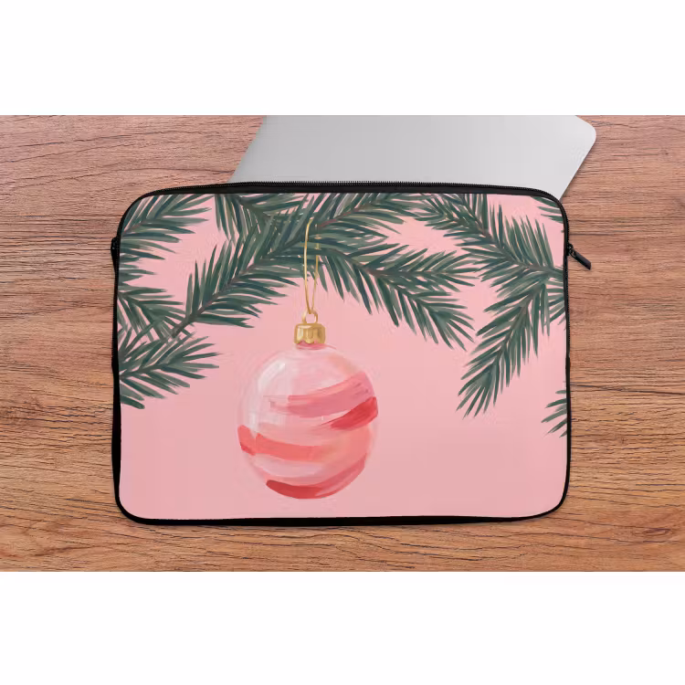 Laptophoes Kerstbal - Roze - Kerst — 2