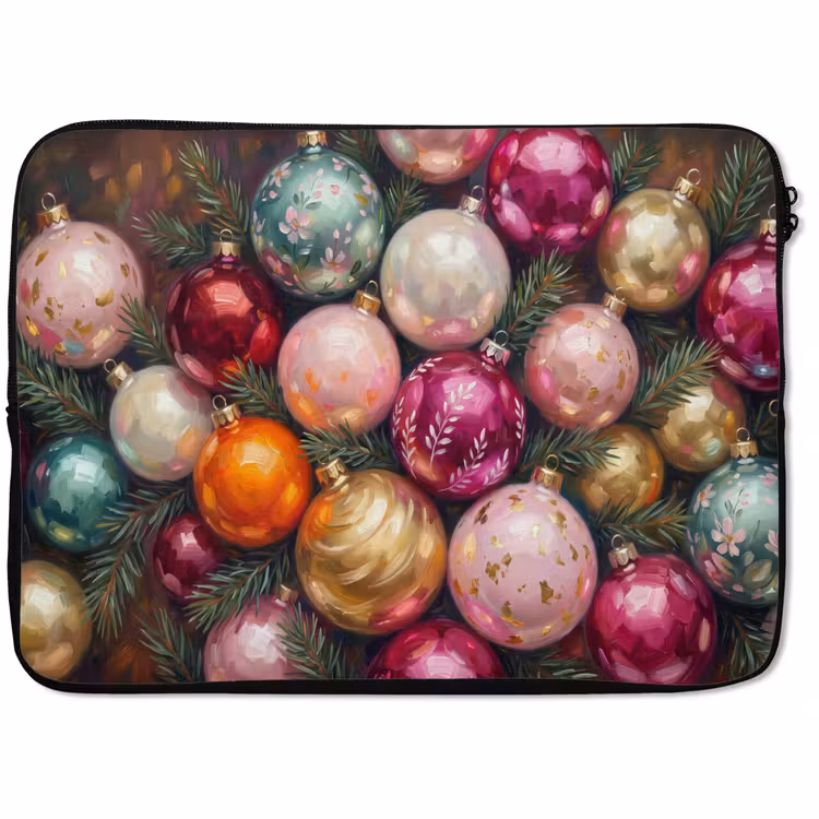 Laptophoes Kerstballen - Kleurrijk - Feest — 1