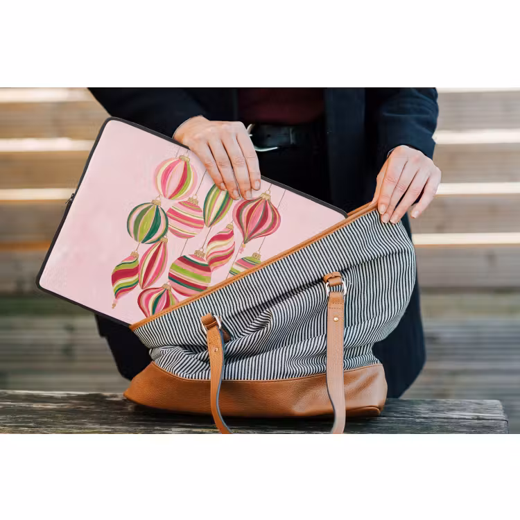 Laptophoes Kerstversiering - Gestreept - Roze — 4