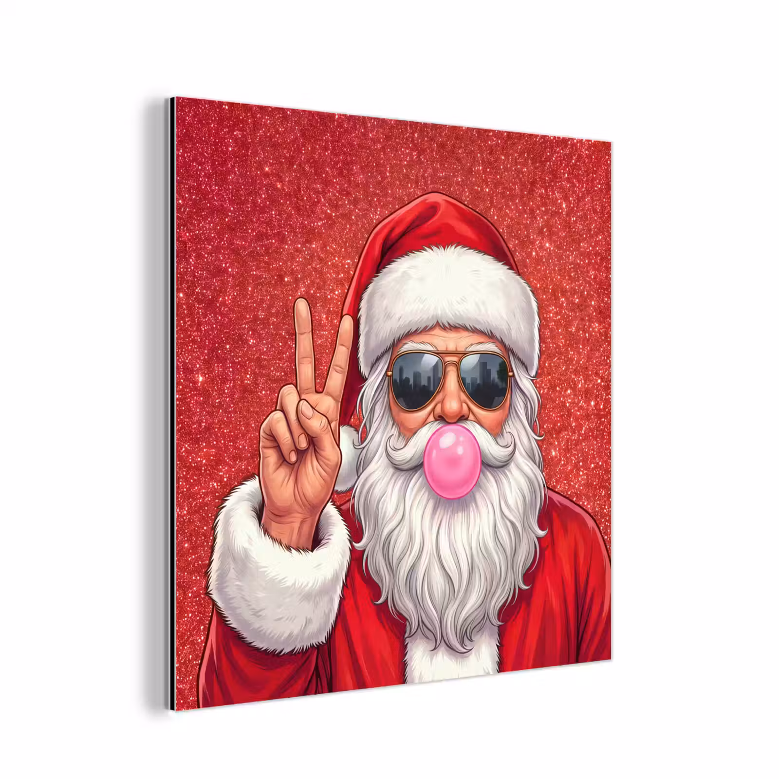 Aluminium schilderij - Kerstman - Zonnebril - Kerst — 1