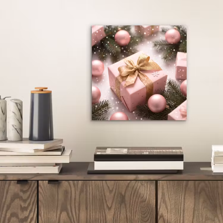 Aluminium schilderij - Cadeau - Kerst - Roze — 2