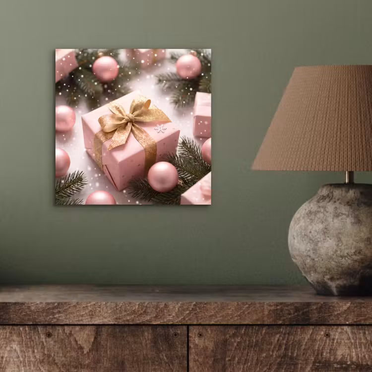 Aluminium schilderij - Cadeau - Kerst - Roze — 3