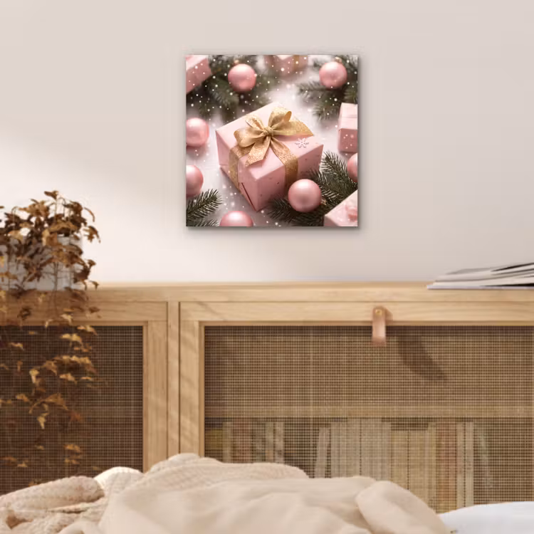 Aluminium schilderij - Cadeau - Kerst - Roze — 4
