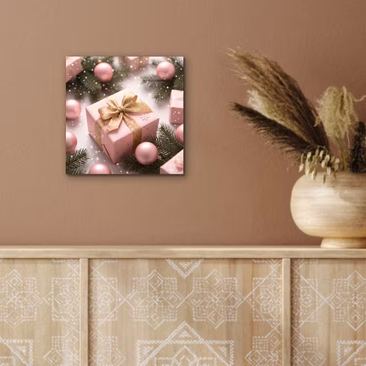 Aluminium schilderij - Cadeau - Kerst - Roze — 5