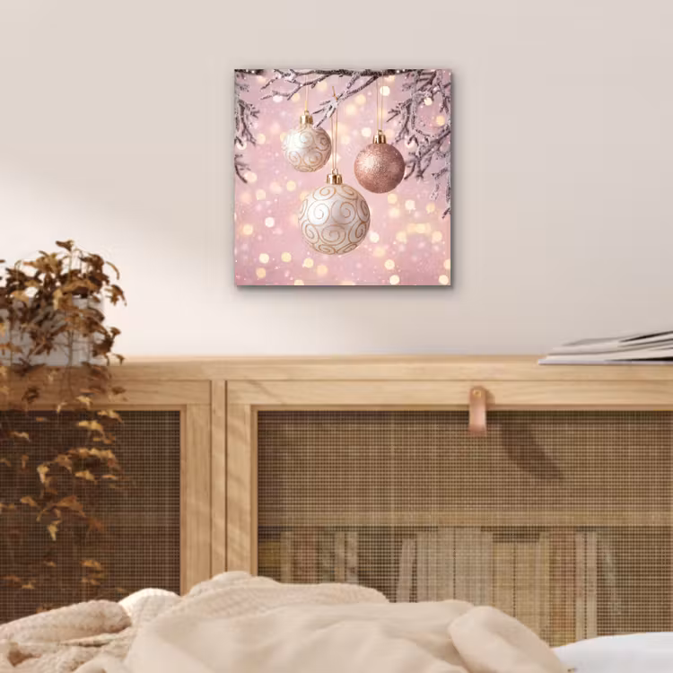 Aluminium schilderij - Kerstbal - Roze - Winter — 4